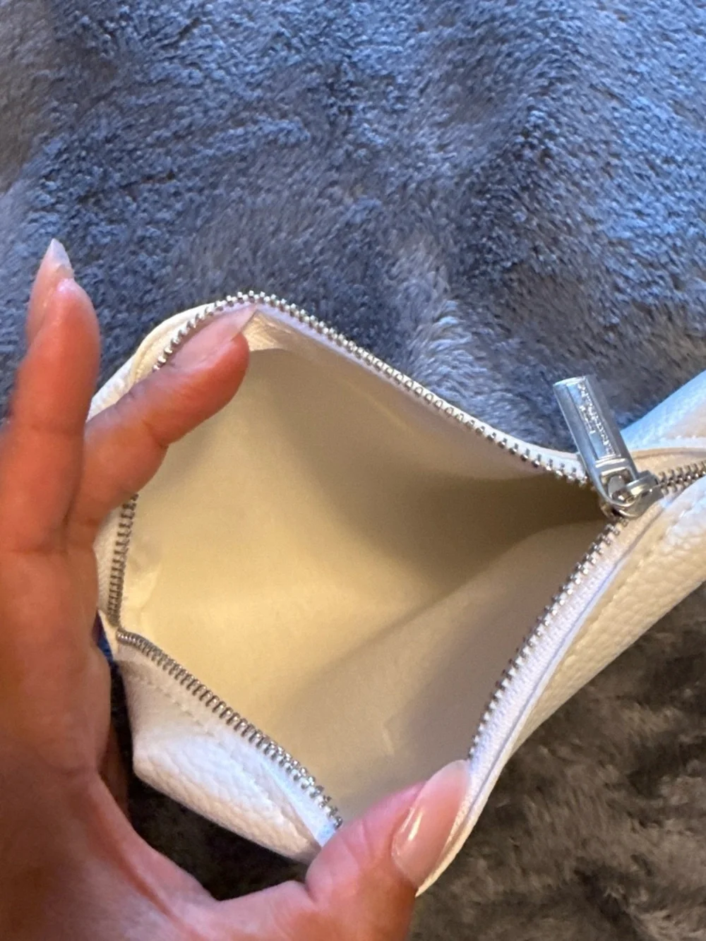 The White Company Cream Pebbled Leather Cosmetic Pouch